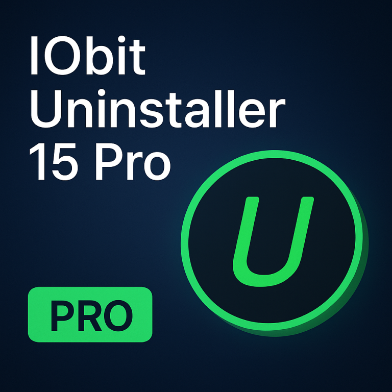 Iobit Uninstaller 15 Pro logo with modern design on dark background highlighting the PRO version.