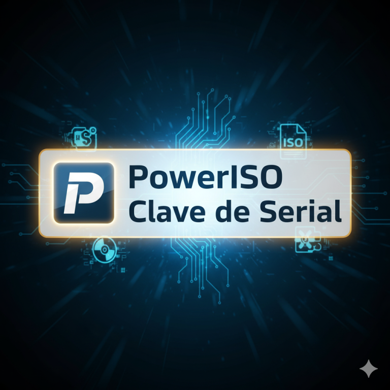 Imagen destacada con texto PowerISO Clave de Serial y logo del software