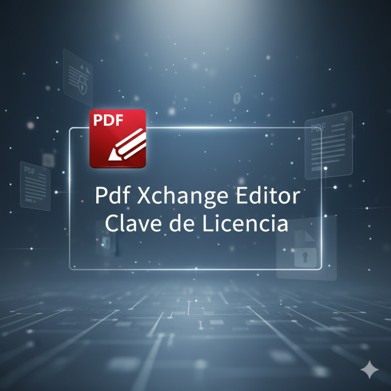 Imagen destacada de “Pdf Xchange Editor Clave de Licencia” con logo y diseño tecnológico