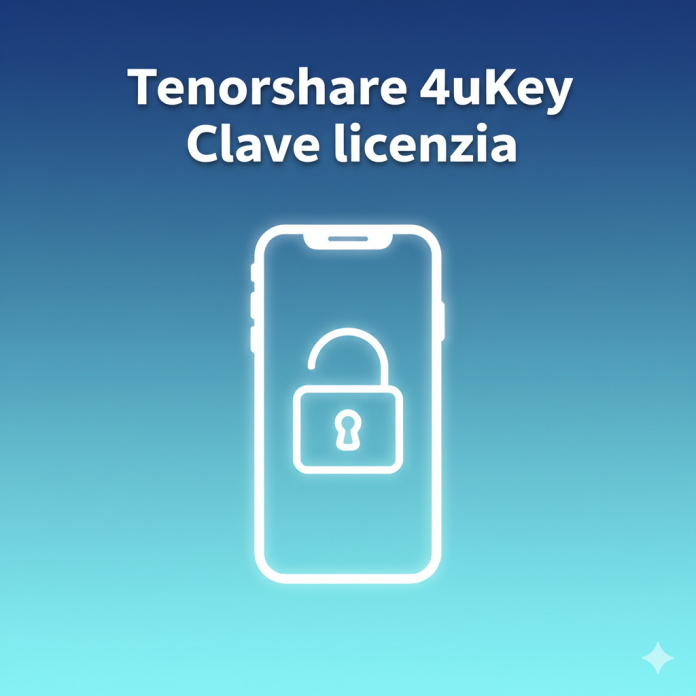 Tenorshare 4uKey Clave licencia con icono de candado y teléfono