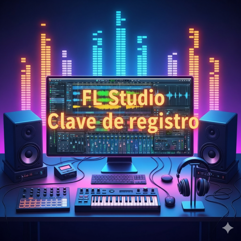 FL Studio Clave de registro con diseño de estudio musical digital