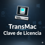 TransMac Clave de Licencia Última Versión Descargar Logo de TransMac con texto “TransMac Clave de Licencia” en un diseño tecnológico