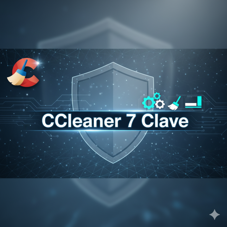 Imagen destacada con el logo de CCleaner y el texto “CCleaner 7 Clave” sobre fondo tecnológico azul y metálico.